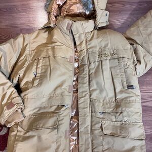 Phat Farm Men's Y2K Puffer Jacket Hoodie Yellow Large